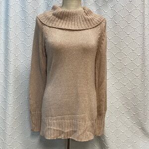 Anne Klein size XS oversized coral peach  Cowl Neck Sweater soft stretch layers